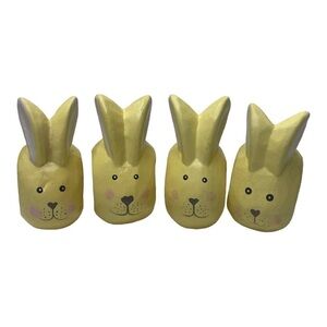 Pier 1 Light Yellow Painted Easter Bunny Napkin Holders Set of 4
